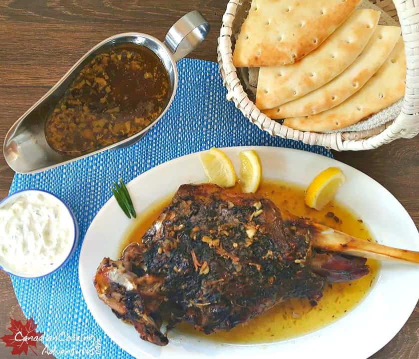 leg of lamb with pita bread