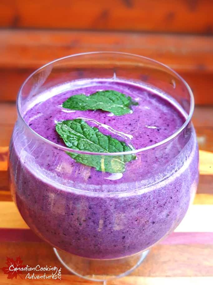 Frozen Blueberry Mojitos with mint
