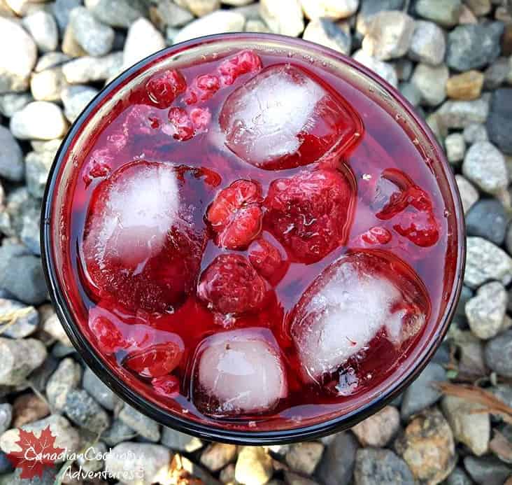 Iced Raspberry Hibiscus tea  on the rocks