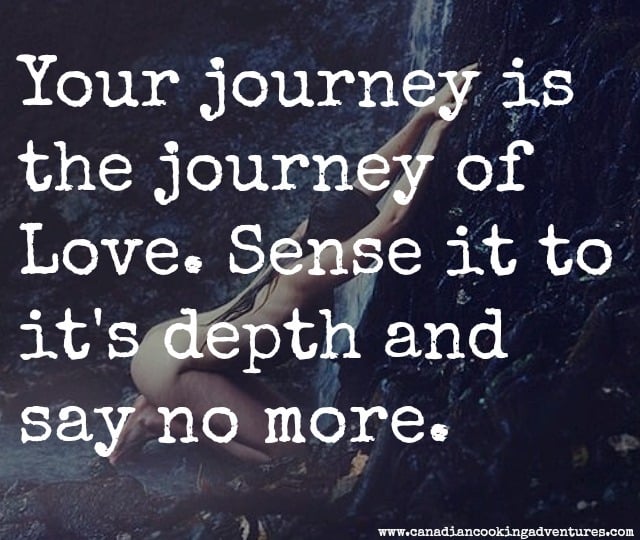 Your journey is the journey of love. Sense it to it's depth and say no more 