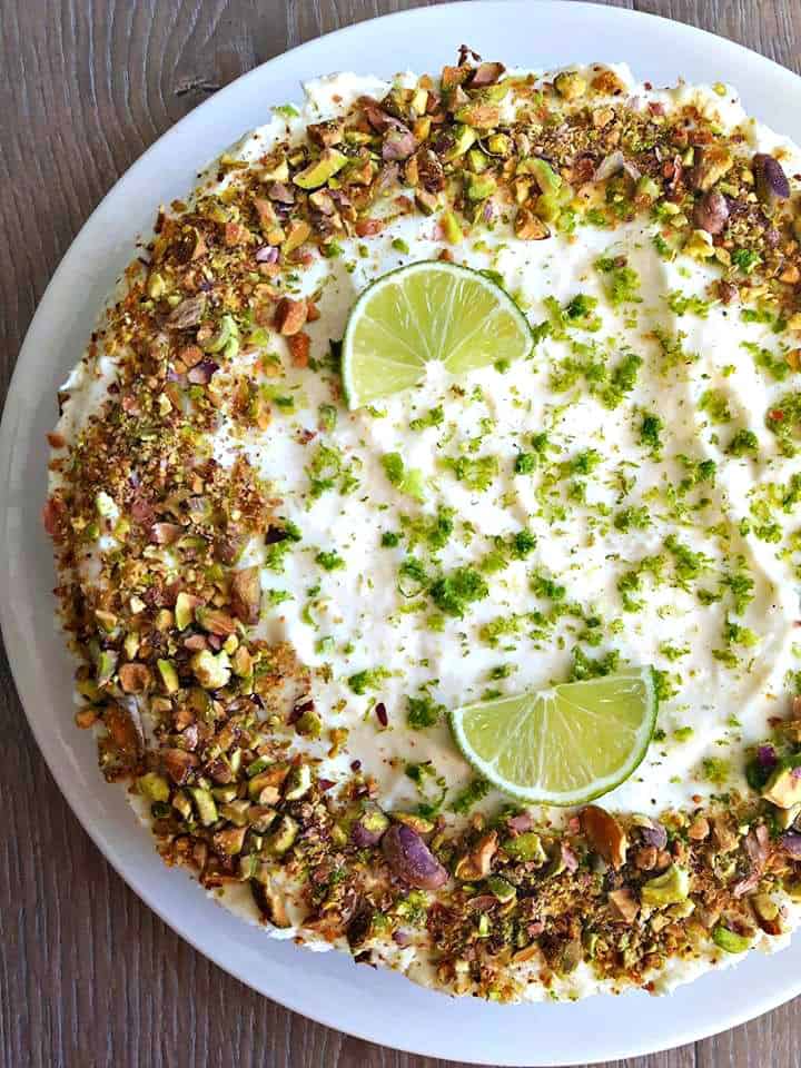 whole Key Lime Cheesecake with Pistachios