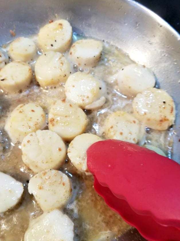 flipping the scallops