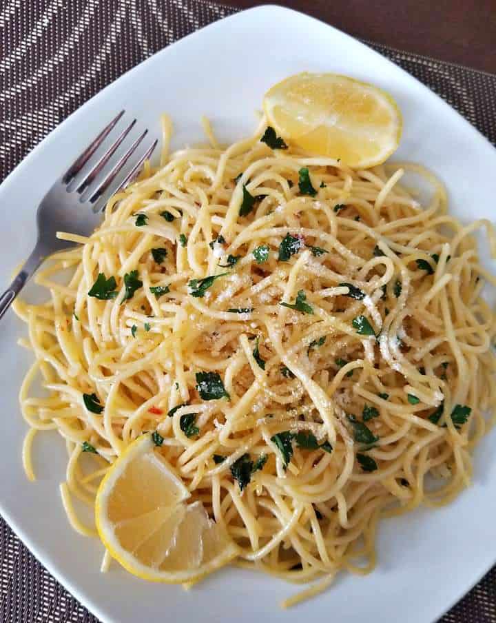 Lemon Parmesan Garlic Spaghetti