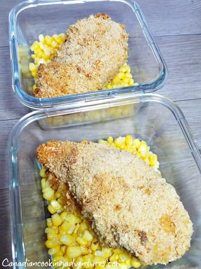 Crispy Oven Baked Chicken Breasts meal prep bowls