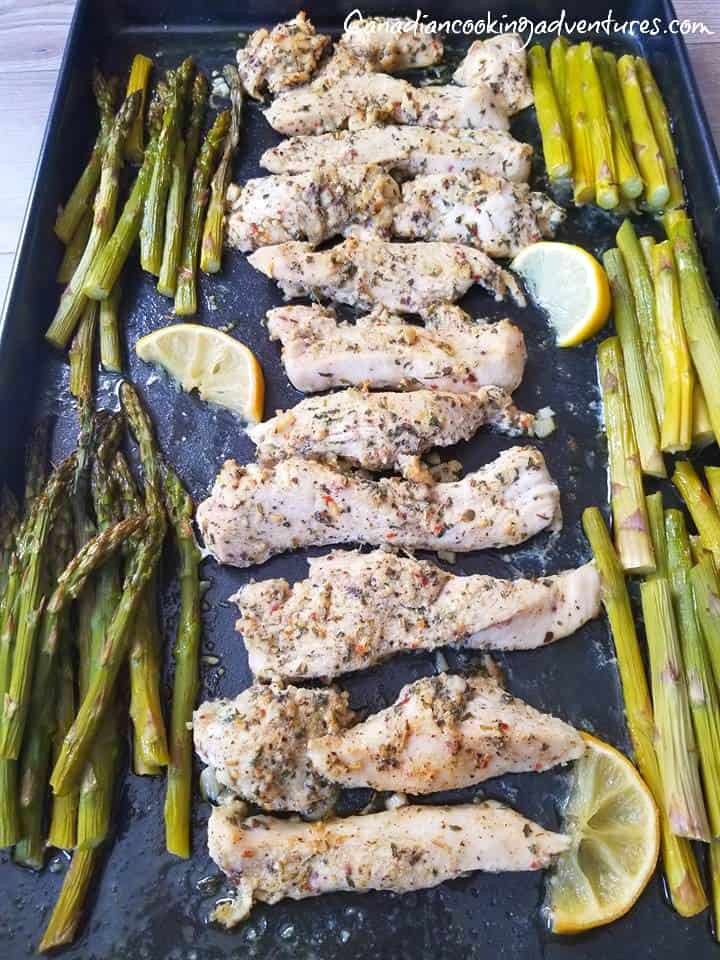 One Pan Lemon Herb Chicken and Asparagus