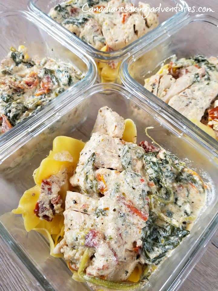 Creamy Spicy Tuscan Chicken meal prep bowls