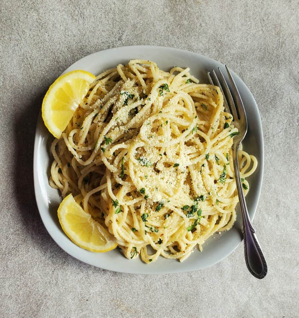 Lemon Parmesan Garlic Spaghetti