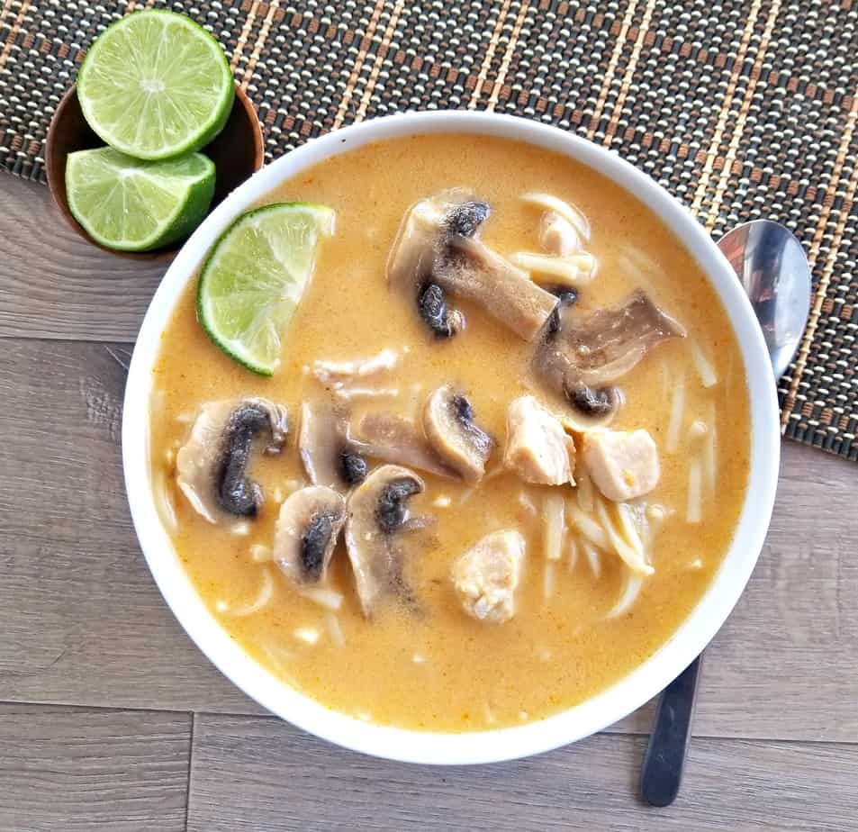 Thai Chicken Noodle and Mushroom Soup
