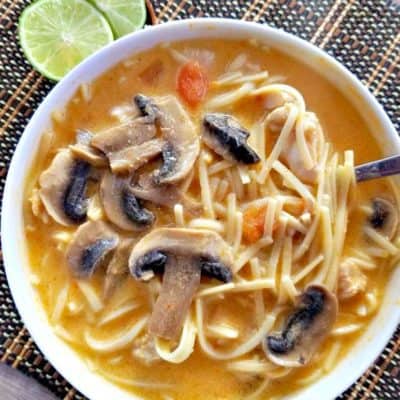 Thai Chicken Noodle Soup with Mushrooms