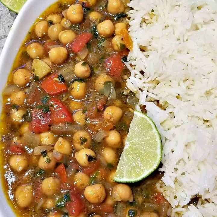 Chickpea Curry with basmati rice
