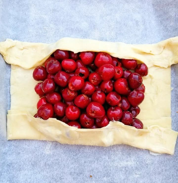 making the cherry galette