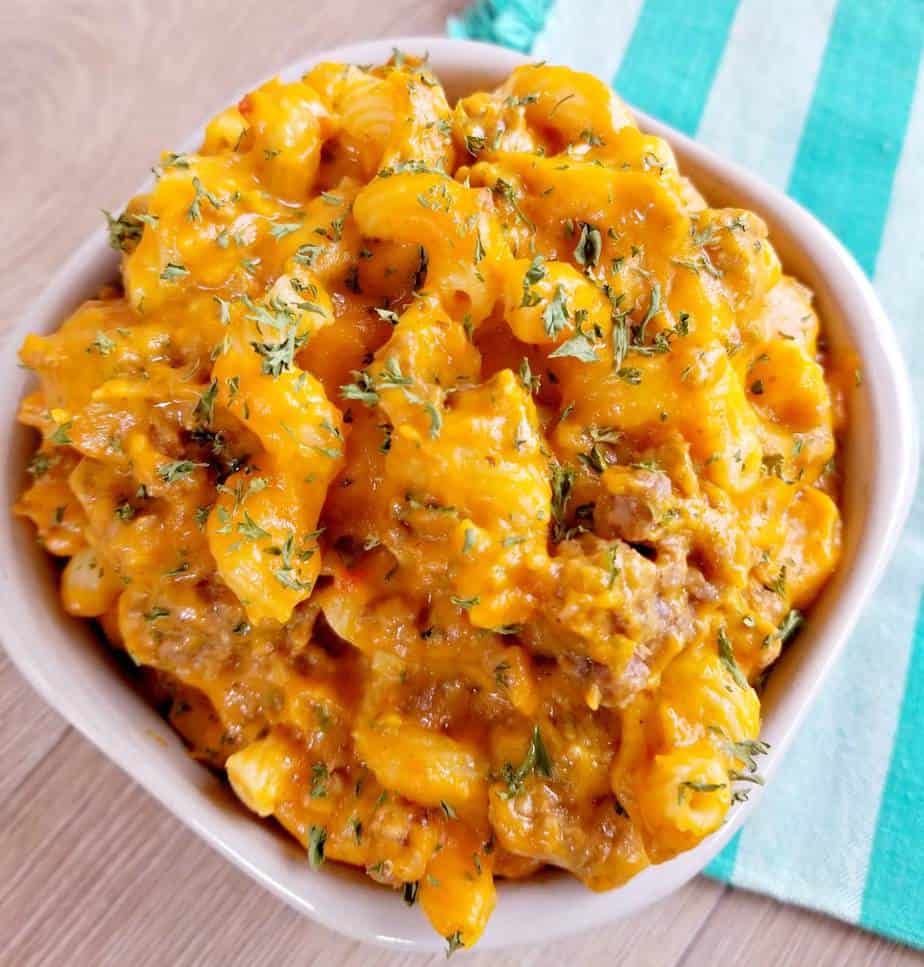 Pumpkin Hamburger Mac and Cheese