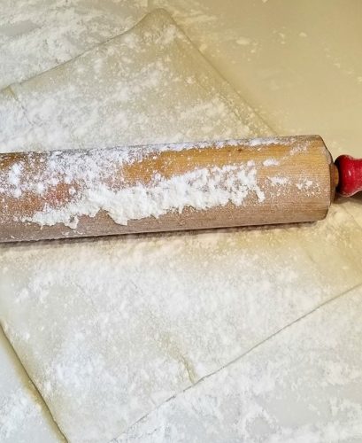 rolling out the puff pastry