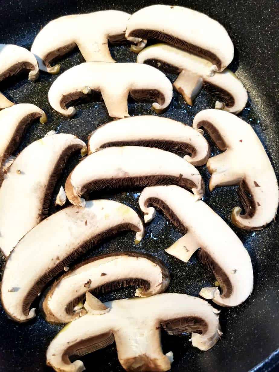 frying the Portobello mushrooms