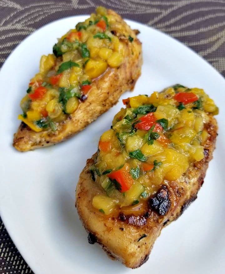 Chicken with Jalapeno Peach Salsa