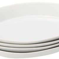 HIC Oval Au Gratin Baking Dishes, Fine White Porcelain, 10-Inch, Set of 4