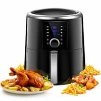 OMORC Air Fryer XL 6QT(w/Cookbook), 1800W Fast Cook 6QT Air fryer Oven Large Digital Oilless Cooker w/Quick Knob & Touch Screen, 8-15 Presets, Preheat& Time display, Nonstick Basket, 2-Year Warranty