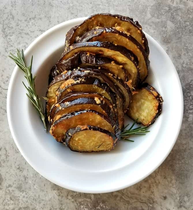 Air Fryer Eggplant Chips with parmesan cheese