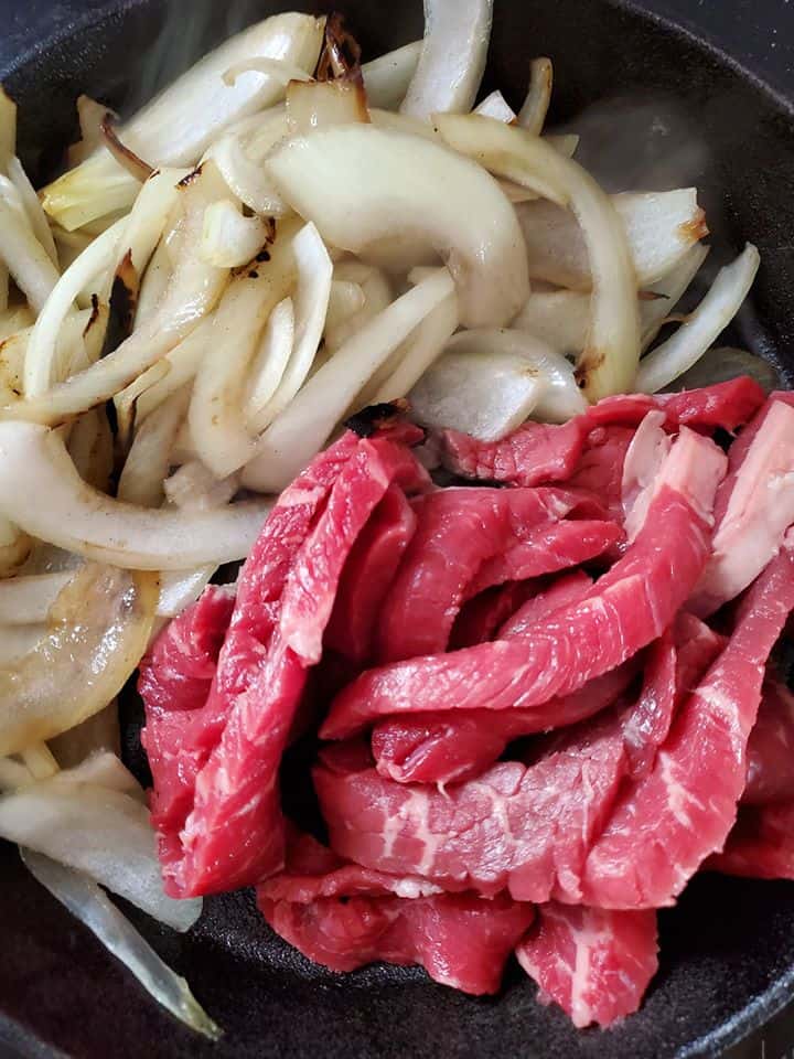 making the Japanese Beef Bowl