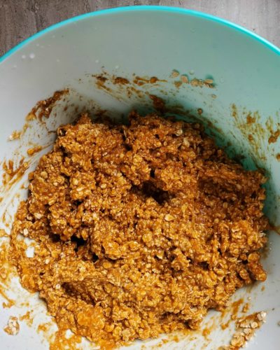 mixing the Oatmeal Pumpkin Spice Cookies