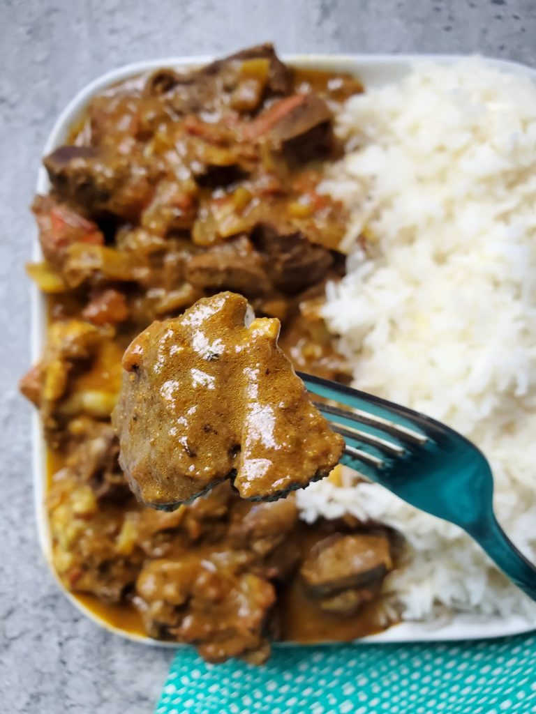 Tender Goat Meat Simmered in a Curry Gravy