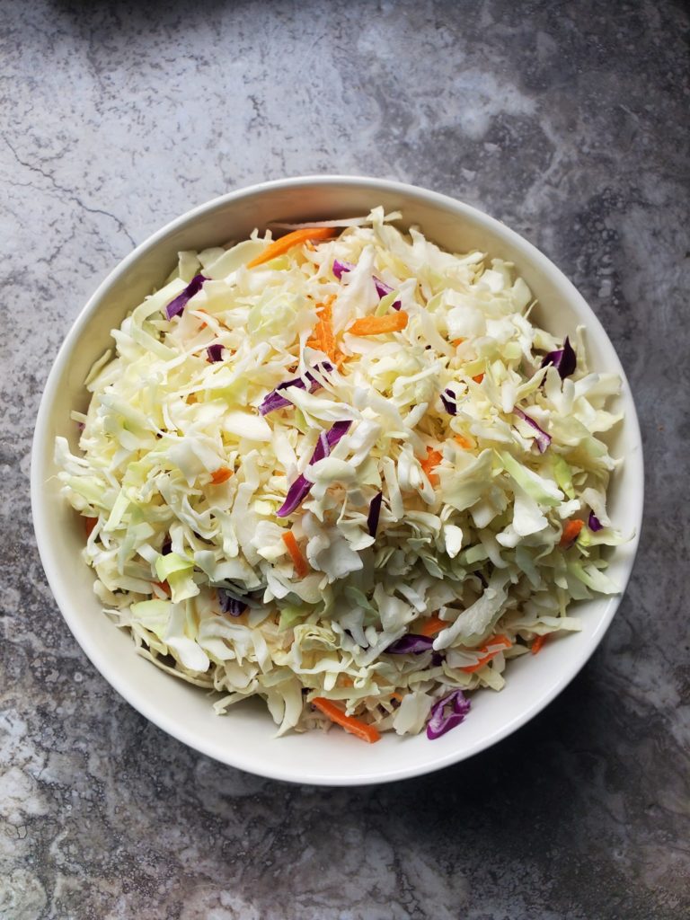 coleslaw egg roll in a bowl