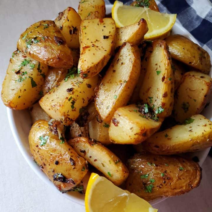 Air Fryer Greek Potatoes