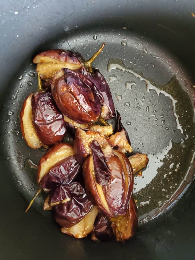 frying eggplant for curry