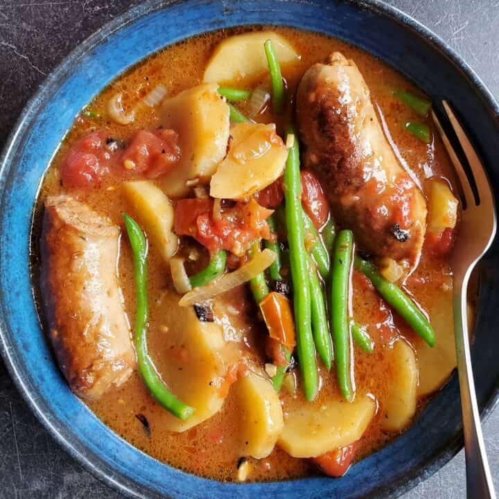 Sausage Potatoes and Green beans