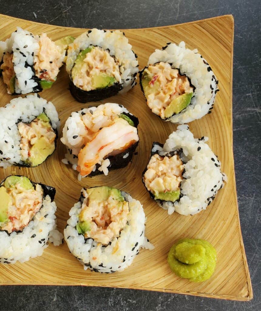 Spicy shrimp sushi roll