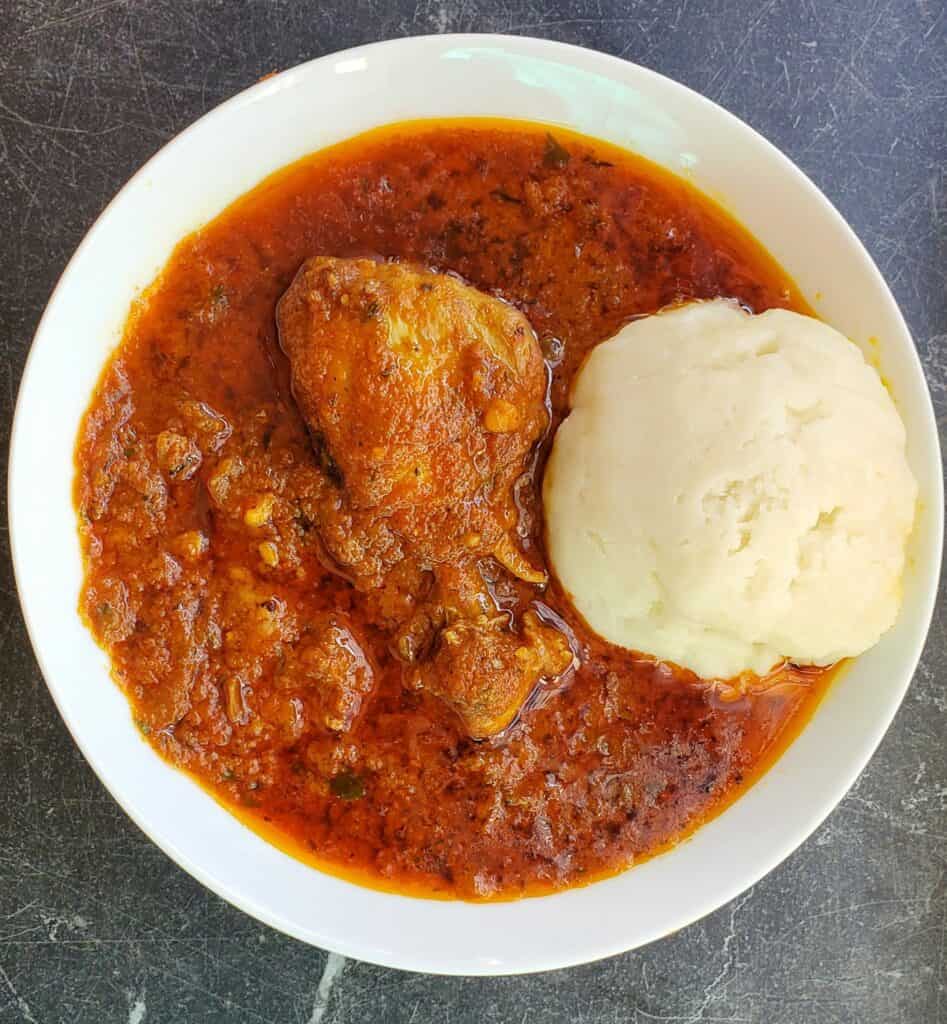 Nigerian Chicken Stew with pounded yam
