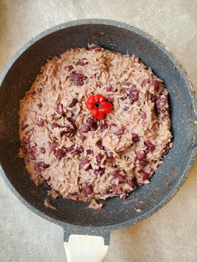 Jamaican rice and peas with canned beans