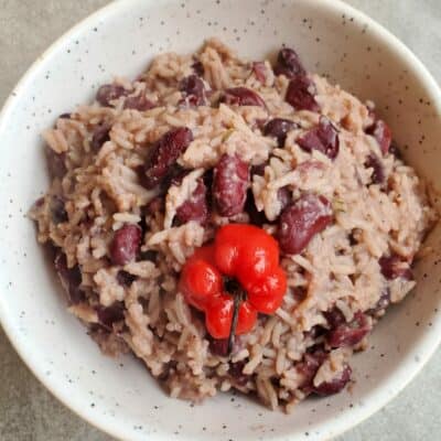 Jamaican rice and peas with canned beans