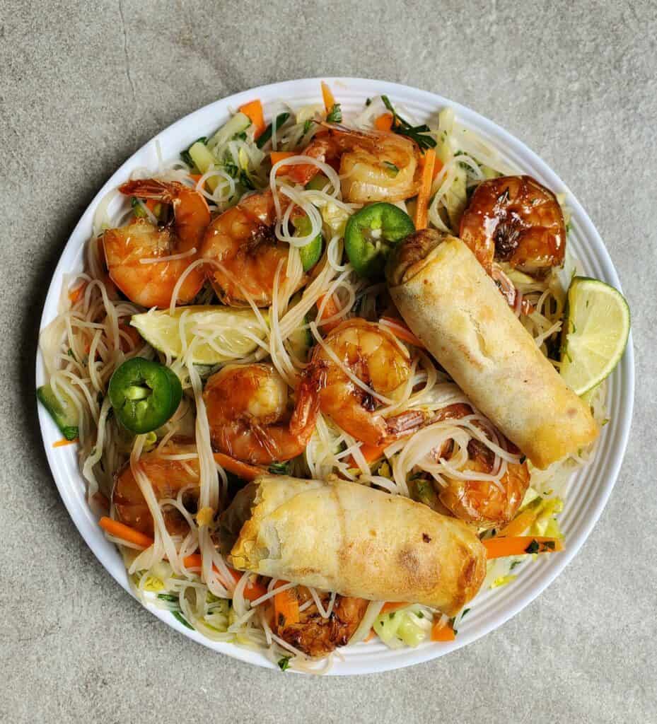 Bun Thit Nuong Cha Gio (Vietnamese Shrimp Bowl)