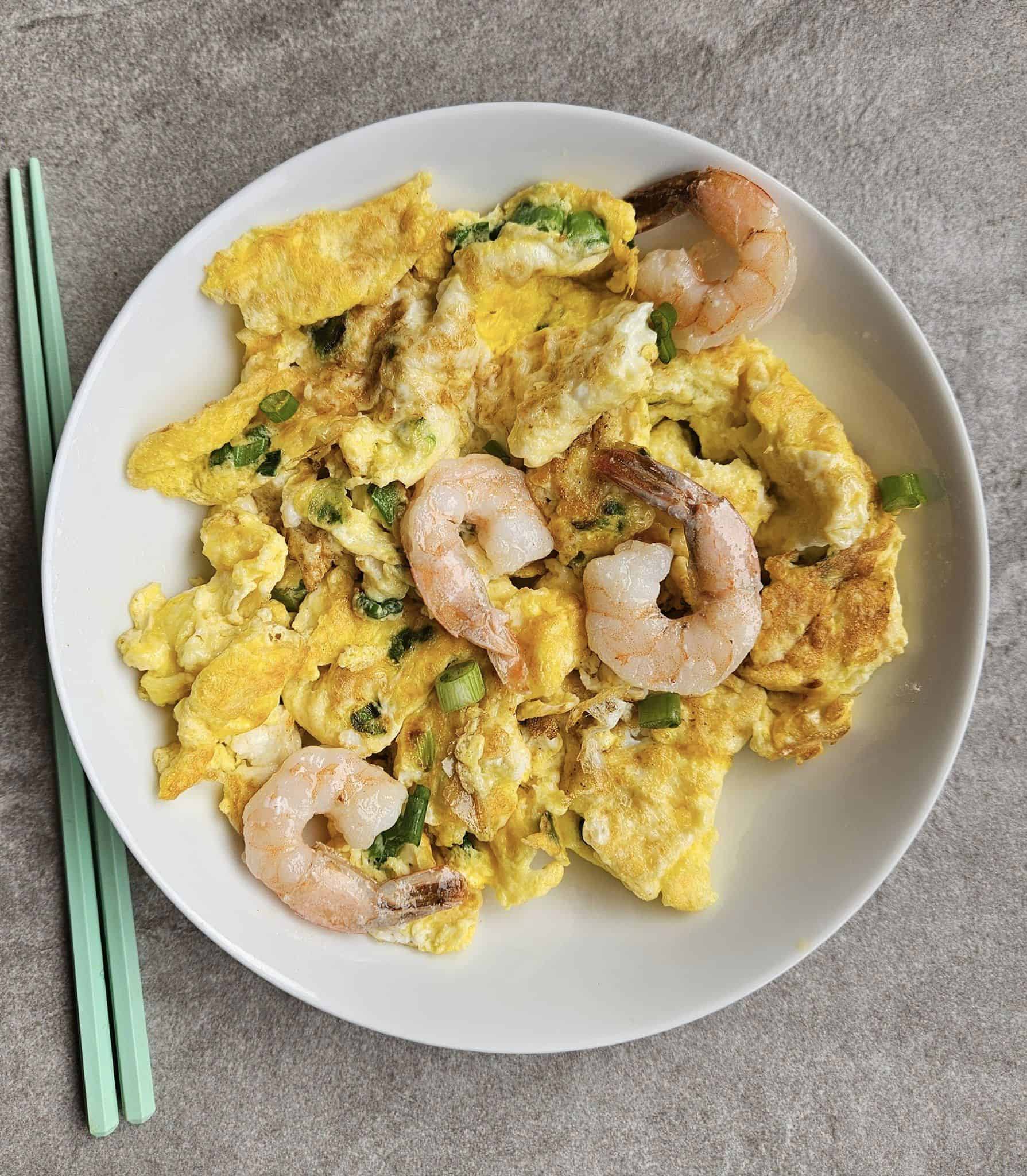 Fluffy Chinese Scrambled Eggs with Shrimp
